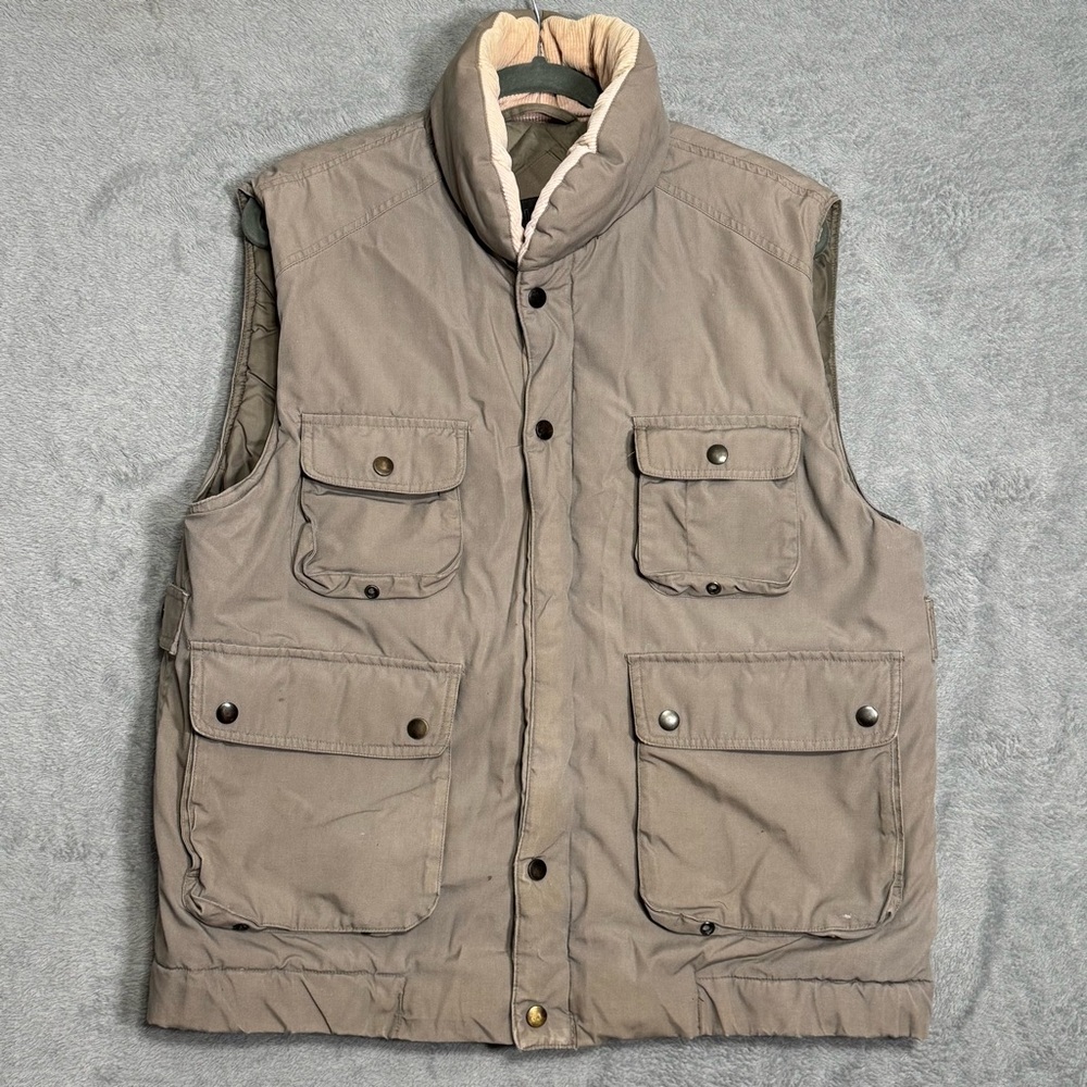 Guy’s Actionwear Vest Large Khaki Utility Outdoor Hunting Fishing Workwear